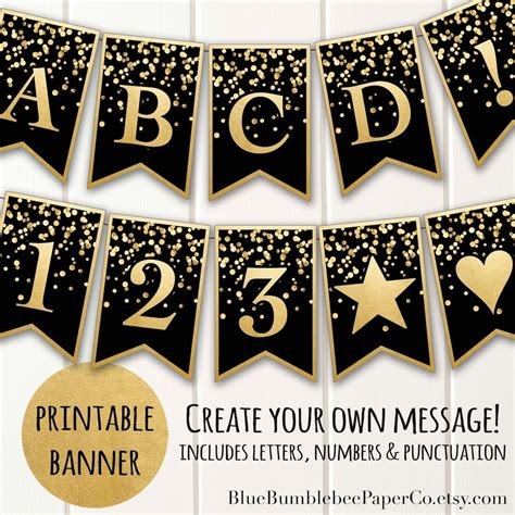 Free Printable Banner Letters Black And Gold